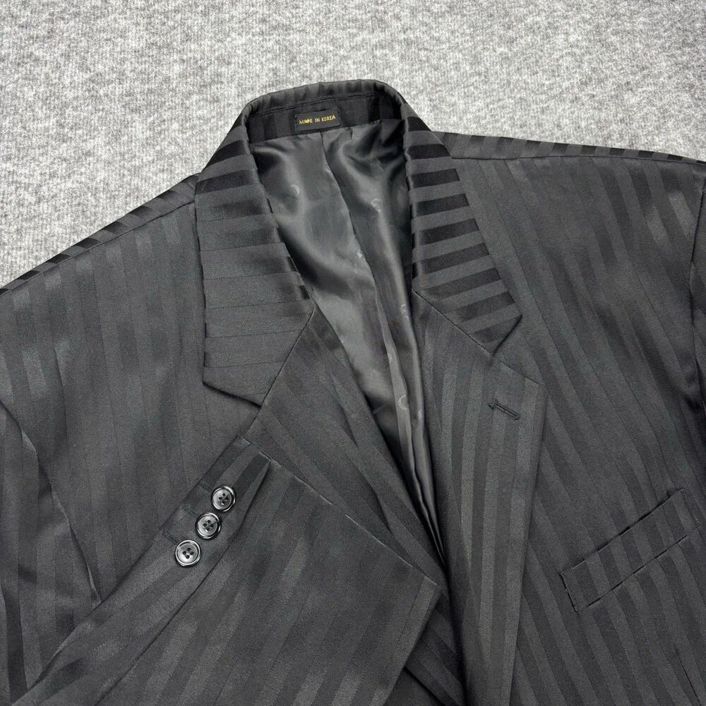Gianni Vironi Menās Blazer 44R Black Tonal Stripe 3 Button Sport Coat Jacket